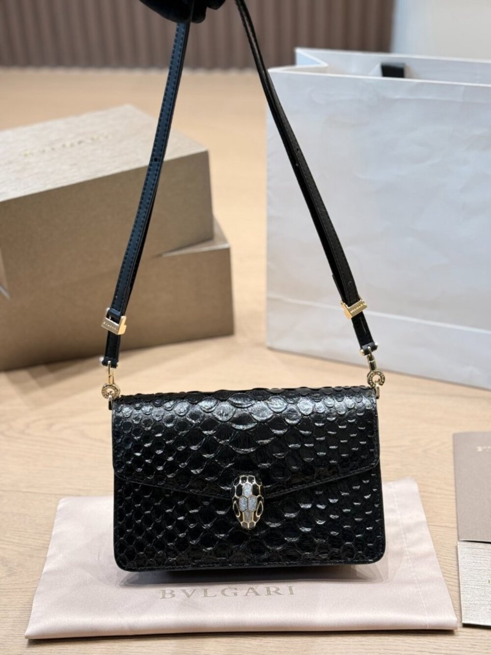 Bulgari Serpenti Viper handbag scale textured leather